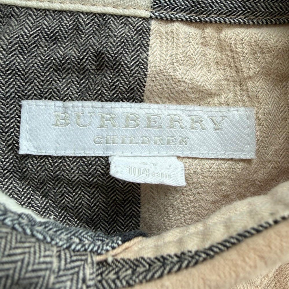 Burberry Children Boys Mega Check Button Down Shirt Beige 4Y 104cm Long Sleeve - Picture 3 of 11